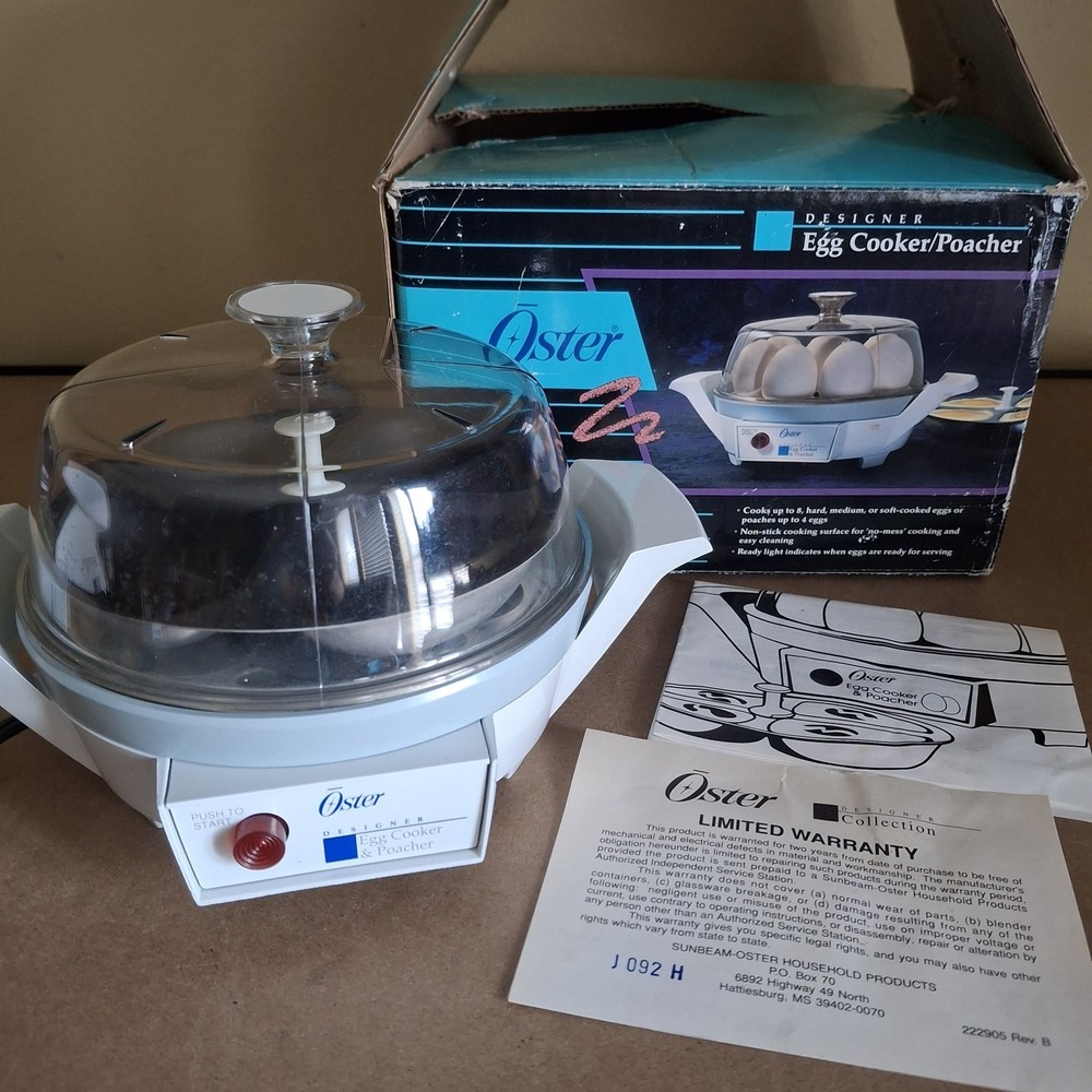 VTG Oster Designer Egg Cooker Poacher 8 Egg Electric Model J 092 H Box Manual